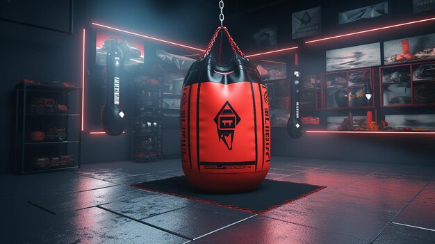 Photo boxing bag training for fitness