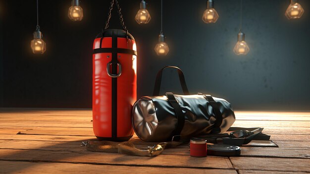 Photo boxing bag training for fitness
