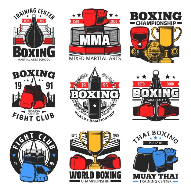 Boxing championship club and school emblem