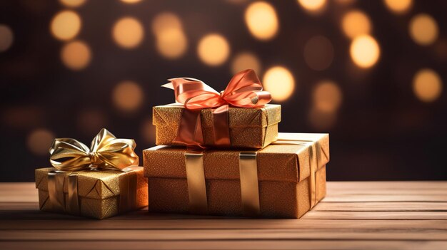 Boxing day met gouden cadeau doos foto focus