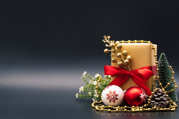 Boxing day Sale concept Christmas gift box on black background
