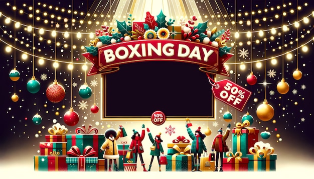 Boxing day sale illustration with gift box