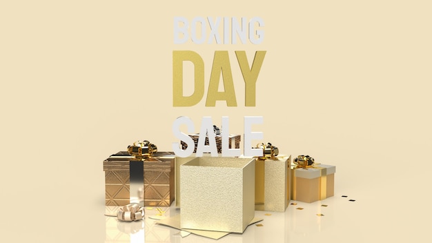 The Boxing Day word and gift boxes  for shopping concept 3d rendering