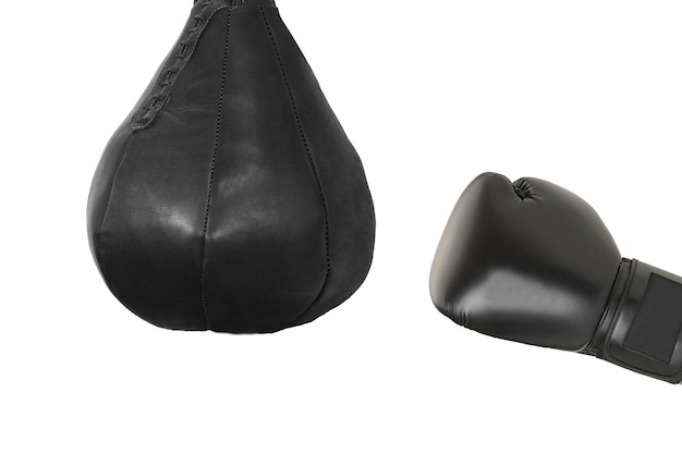 Photo boxing glove and a punching bag isolated