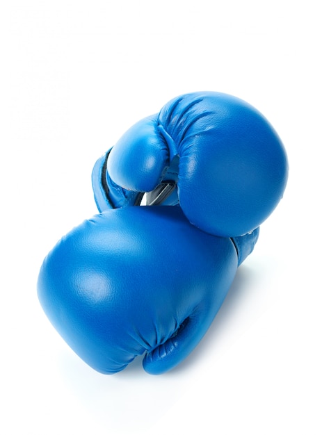 Boxing gloves close up on a white 