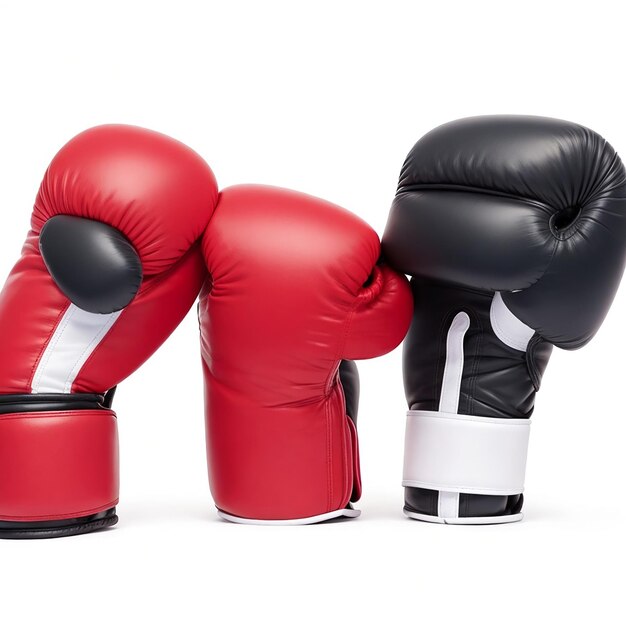 Boxing gloves and punching bag isolated on white