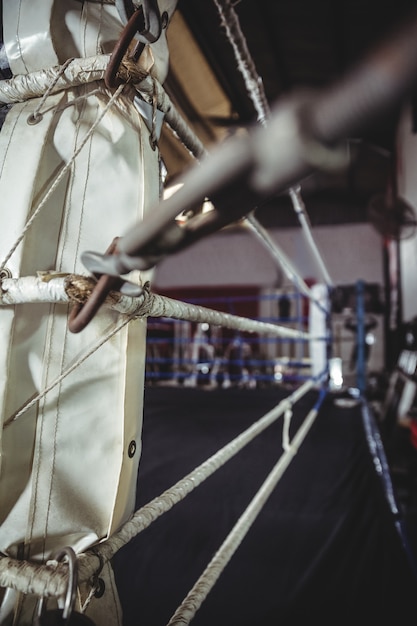 Boxing ring in fitness studio