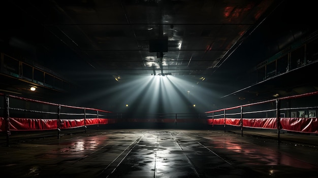 Photo boxing ring spotlight corner