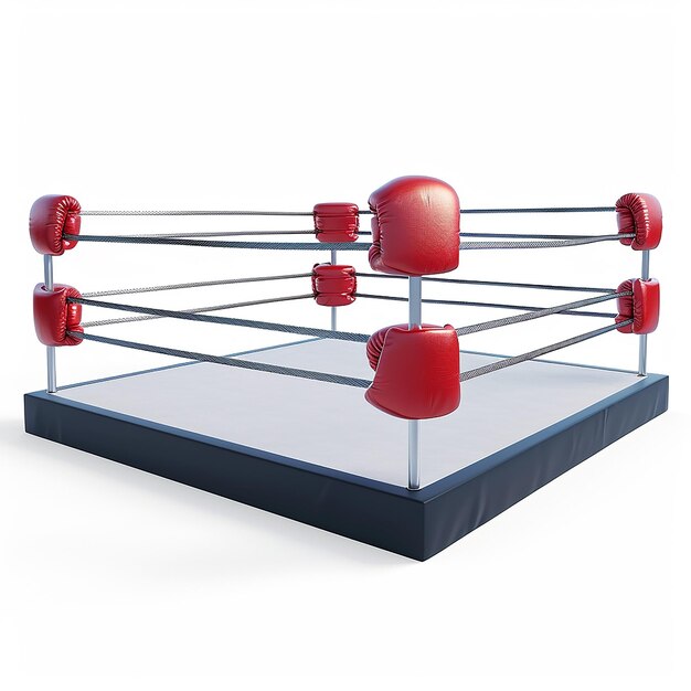 a boxing ring with a red boxing ring on it