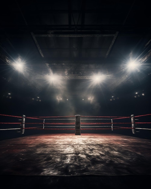 Boxing ring with shining lights