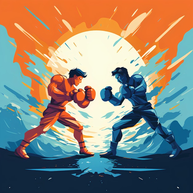 Бокс: два боксера-любителя сражаются