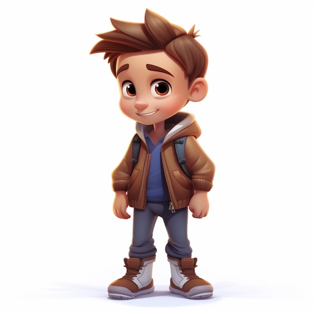 Boy 2d cartoon illustraton on white background high qualit