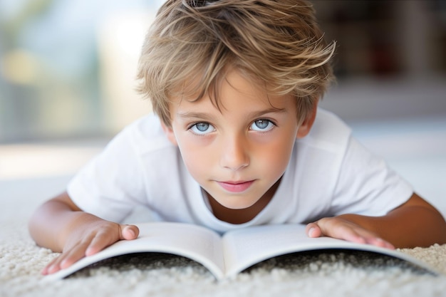 Мальчик в одиночестве с книгой портрет обучения дома