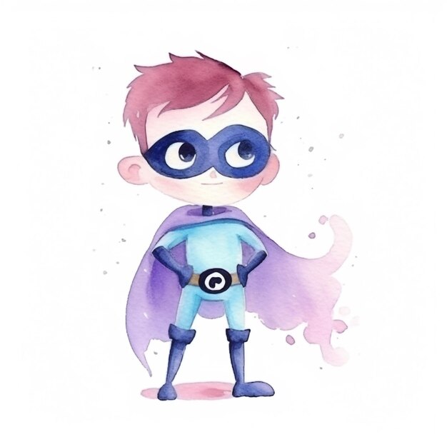 Photo a boy in a blue costume with a purple mask and a black eye.