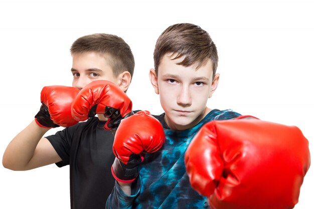 Boy in boxing gloves