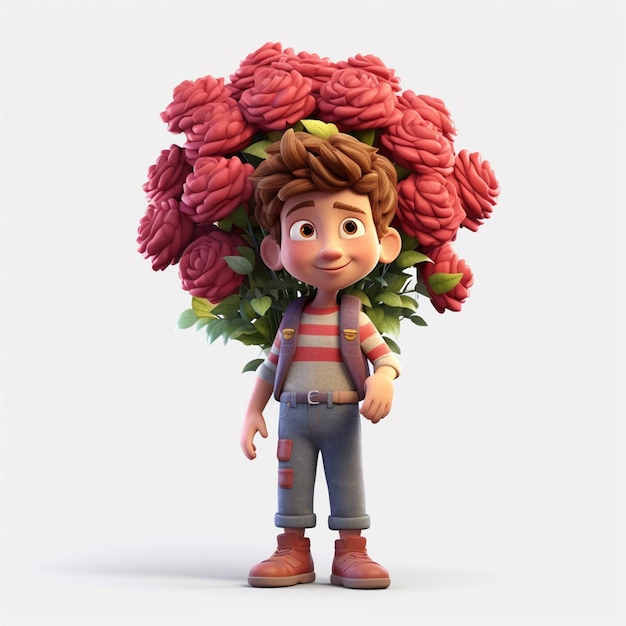 мальчик приносит цветы