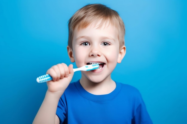 Boy brushing teeth Dental care Generate Ai