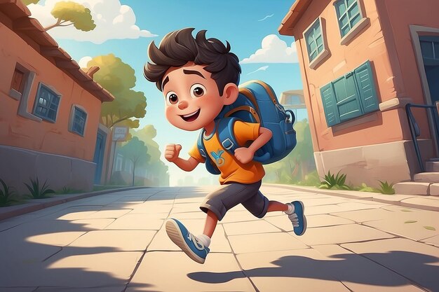 Photo boy cartoon character running