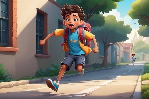 Photo boy cartoon character running