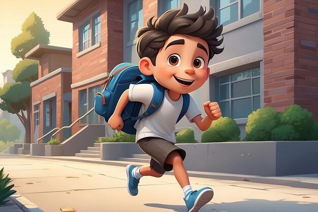 Photo boy cartoon character running