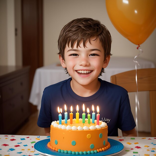 Photo a boy celebrates his birthday