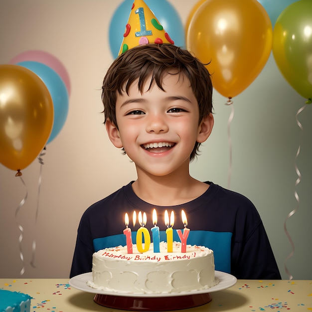 A boy celebrates his birthday