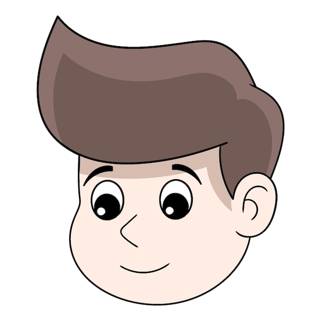男の子のぽっちゃり頭ステッカー絵文字笑顔フレンドリー