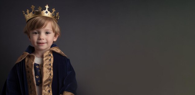 Photo a boy in a crown with a crown on his head