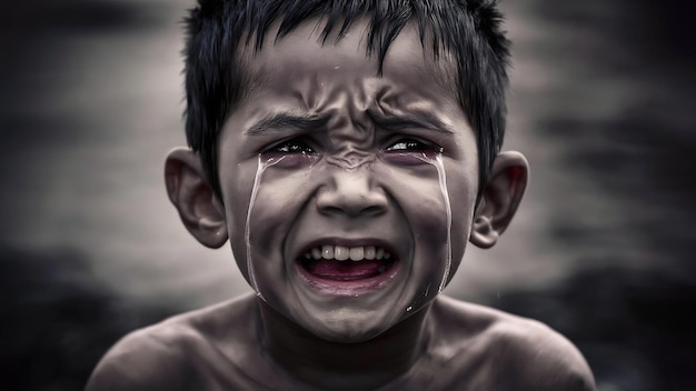 Boy crying madly