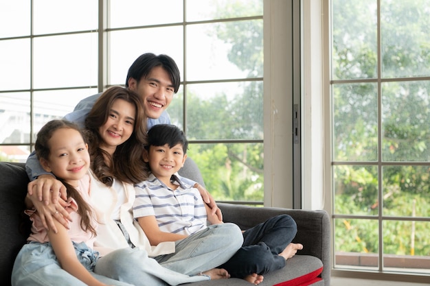 A boy and a daughter from an asian family