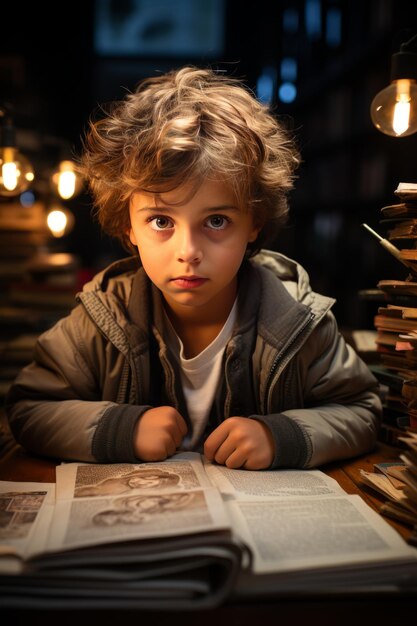 Photo boy doing home work