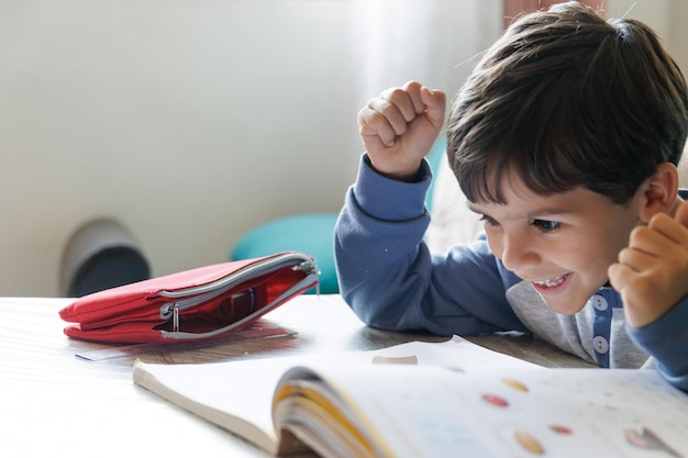 Boy doing homework at home