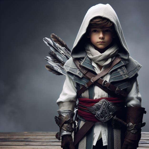 a boy dressed up as a game character