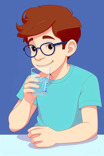 Photo boy drinking water
