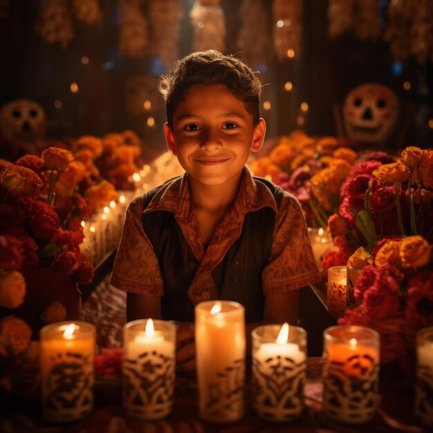 Photo boy enjoying day of the dead in mexico