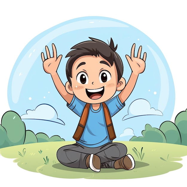 A boy flat cartoon character illustration