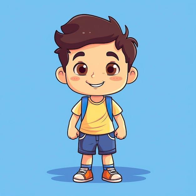 a Boy Flat Cartoon Character Illustration