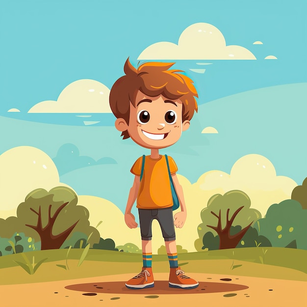 a Boy Flat Cartoon Character Illustration