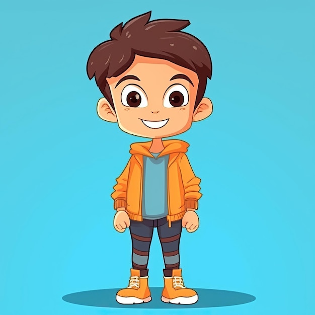 Photo a boy flat cartoon character illustration