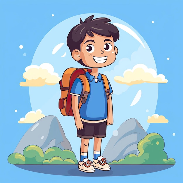Иллюстрация плоского мальчика-карикатурного персонажа