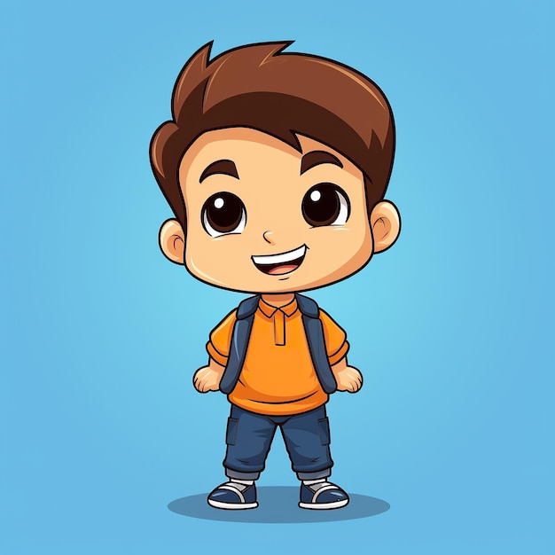 a Boy Flat Cartoon Character Illustration