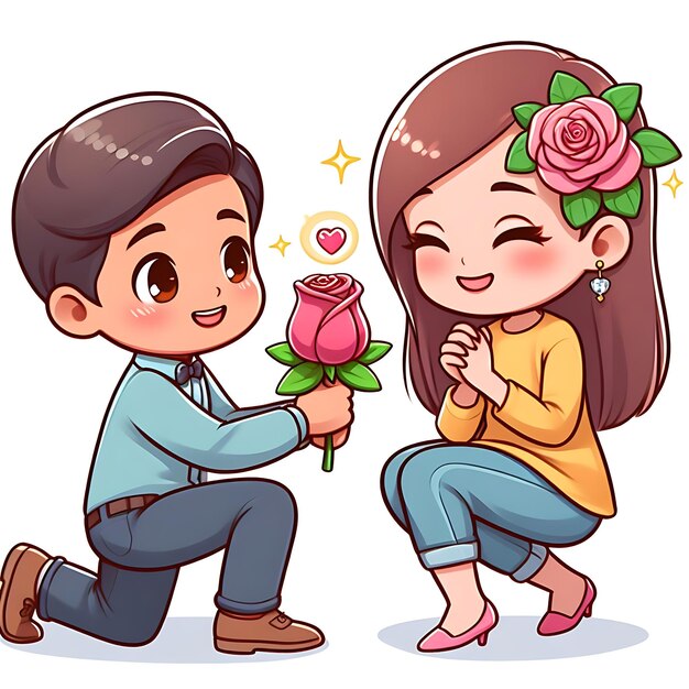 Boy friend propose her girl friend by rose flower