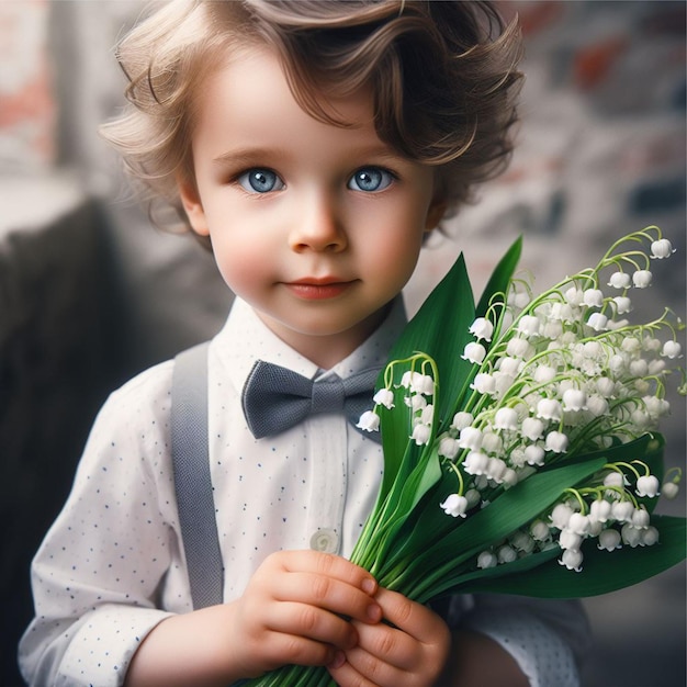 Boy gentleman with flowers