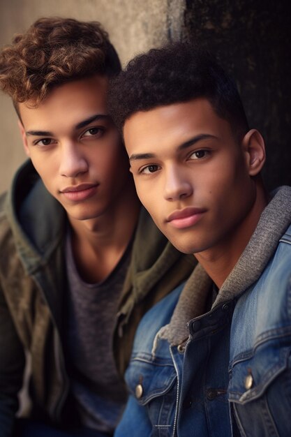 a boy and a girl are posing for a photo together.