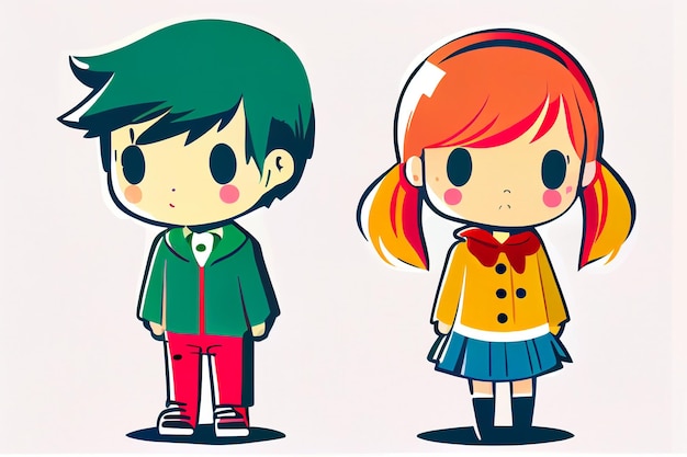 A boy and a girl are standing next to each other.