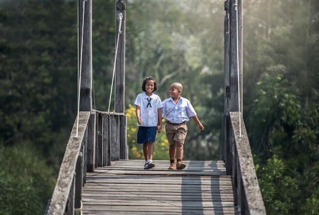 Boy and Girl  Back to school, education, asia Thailand