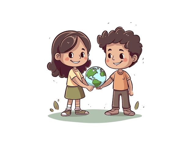 a boy and girl hold a globe in their hands