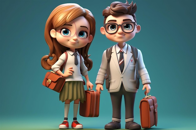 a boy and a girl walking with their backpacks