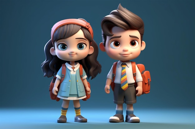 A boy and a girl walking with their backpacks