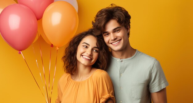 Boy and girl with balloons